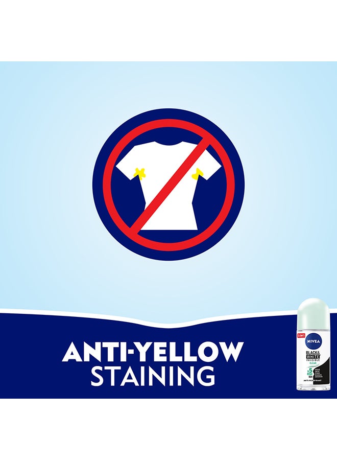 Nivea Black And White Invisible Clean, Antiperspirant For Women, Roll-On 50ml - Image 4