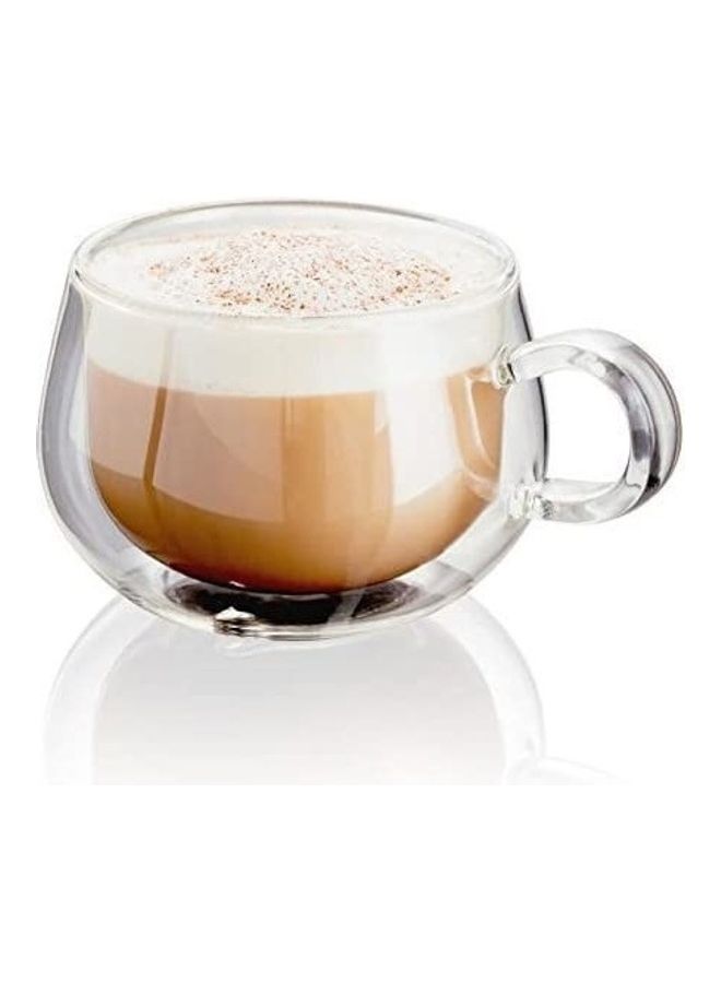 XiuWoo Set of 2 Double Walled Glass Small Coffee Cups With Handle multicolour 275mm - Image 1