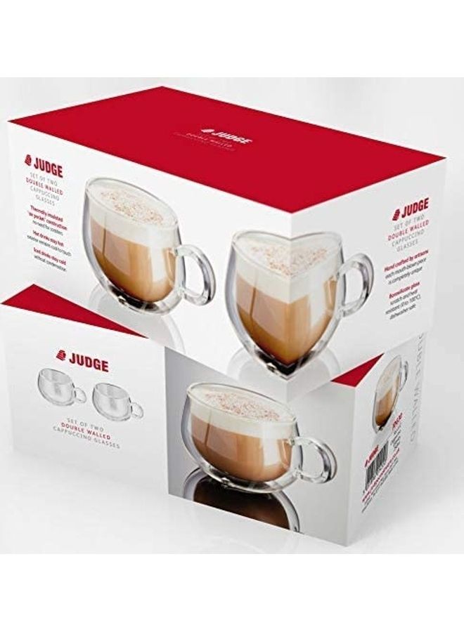 XiuWoo Set of 2 Double Walled Glass Small Coffee Cups With Handle multicolour 275mm - Image 2