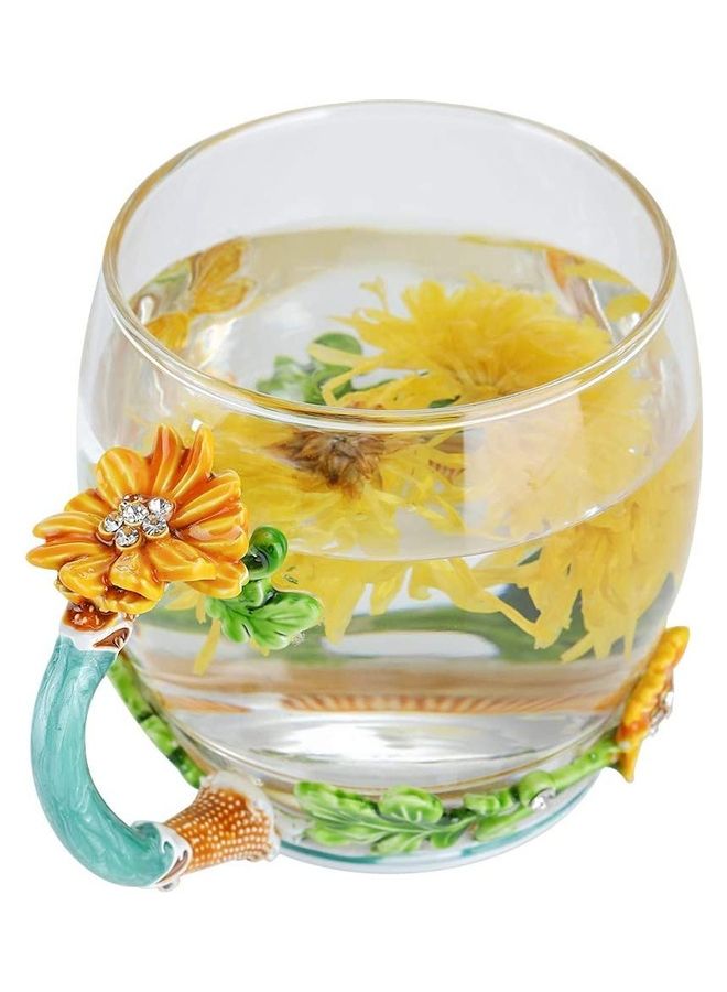 Designer Glass Tea Cup With Steel Spoon Set multicolour 320mm