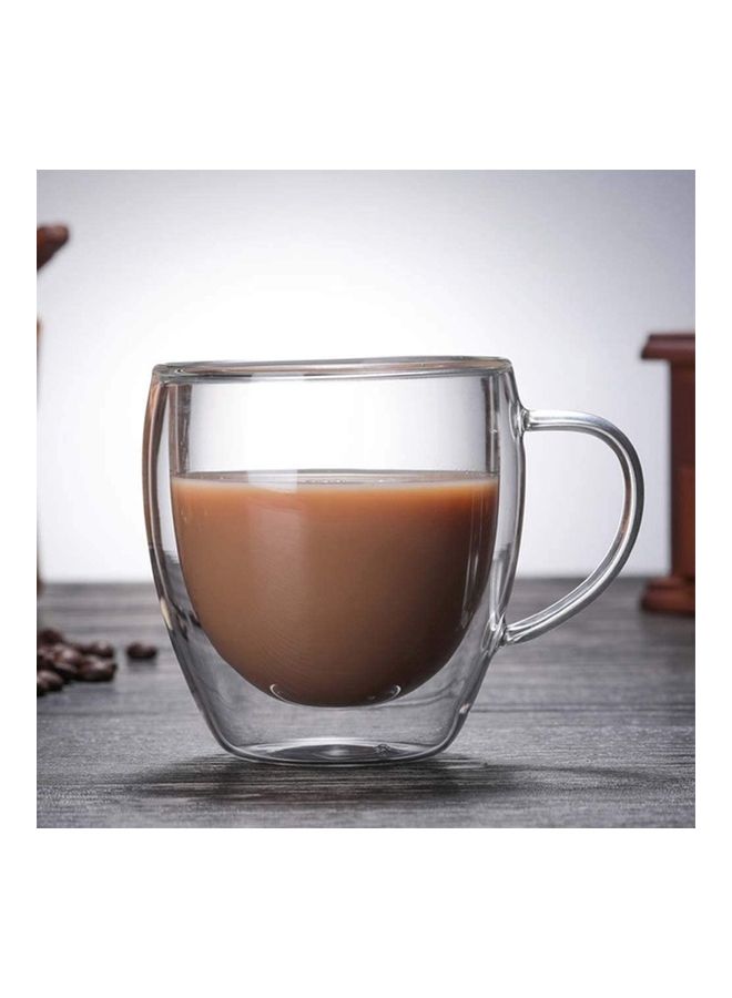 XiuWoo Set of 4 Double Walled Design Glass Tea Coffee Cup With Handles multicolour 350mm - Image 3