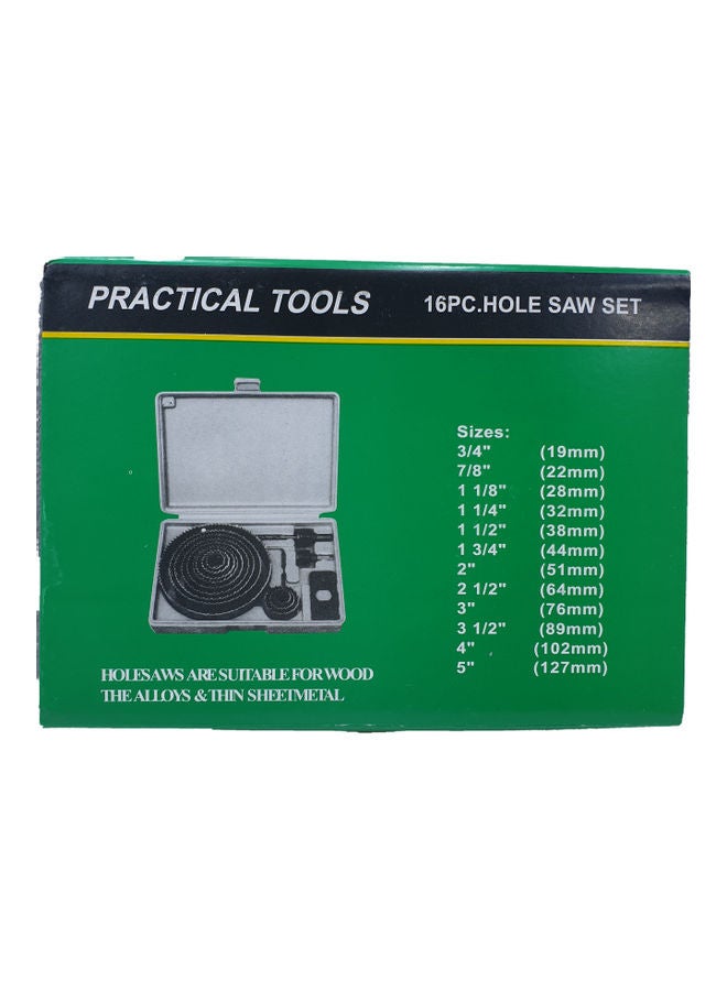 non Hole Saw Set 16 Piece black 22*15*5cm - Image 2