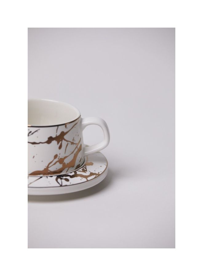 Prickly Pear Ivanna Ceramic Cup & Saucer With Spoon White/Gold 300ml  - Image 2
