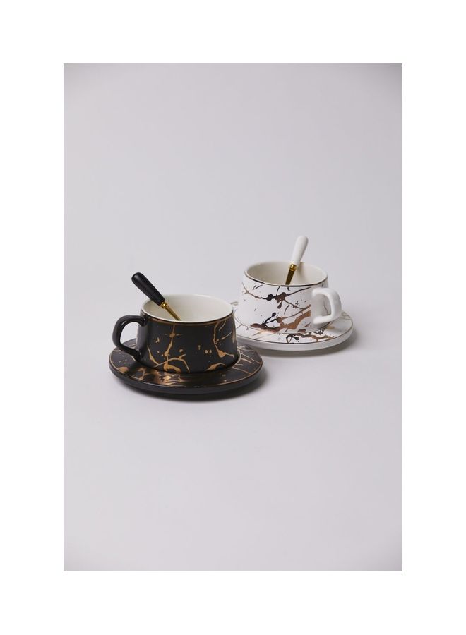 Prickly Pear Ivanna Ceramic Cup & Saucer With Spoon White/Gold 300ml  - Image 4