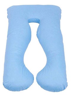 Fitness World U-Shaped Comfortable Maternity Pillow Cotton Blue 75 x 125cm  - Image 1