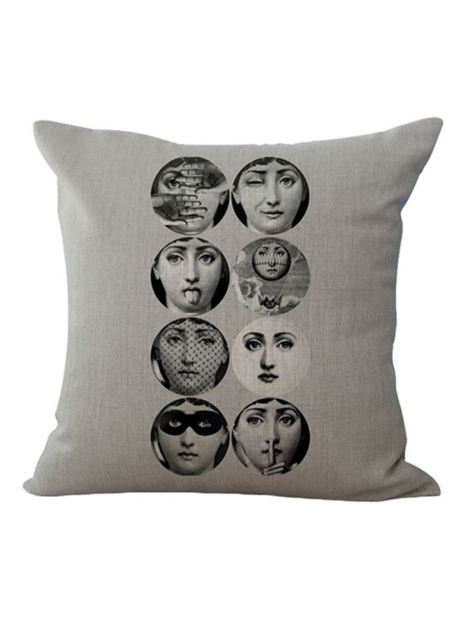 وسادة ديكور مزينة بطبعات رمادي / أبيض / أسود