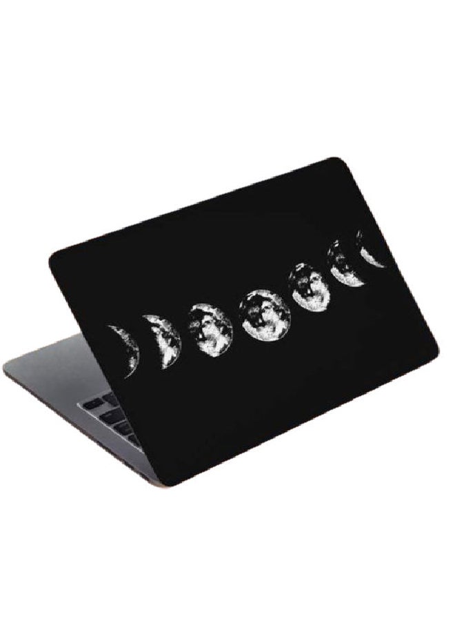 بي.بي أوريجنال ديزاين غطاء حماية واق للابتوب بتصميم مراحل القمر أبيض/أسود