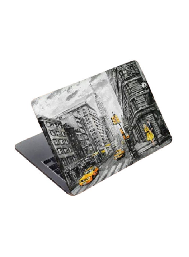 B.B Original Designs Building Street Protective Laptop Skin Cover Grey/Yellow/Black 