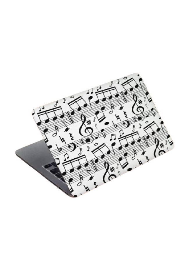 بي.بي أوريجنال ديزاين غطاء حماية واق للاب توب بنمط نوتات موسيقية أبيض/أسود
