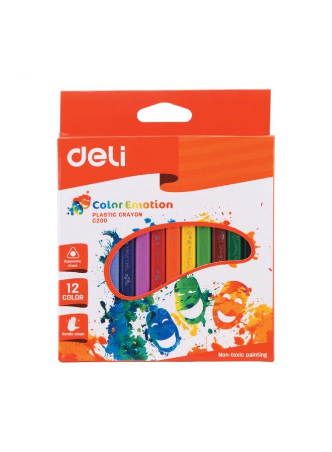 Deli 12-Color Color Emotion Plastic Crayon Multicolour 