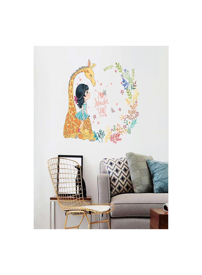 Fast Print Giraffe Girl Decor Mural Decals Multicolour 70x50cm - Image 1