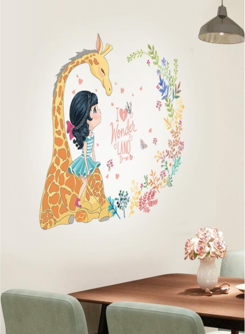 Fast Print Giraffe Girl Decor Mural Decals Multicolour 70x50cm - Image 3