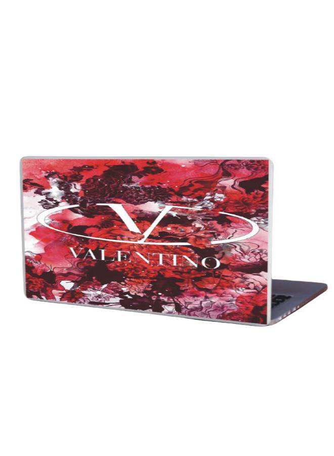 بي.بي أوريجنال ديزاين - ملصق حماية واقٍ للابتوب بنمط مطبوع بكلمة "Valentino" أحمر/أبيض - Image 1