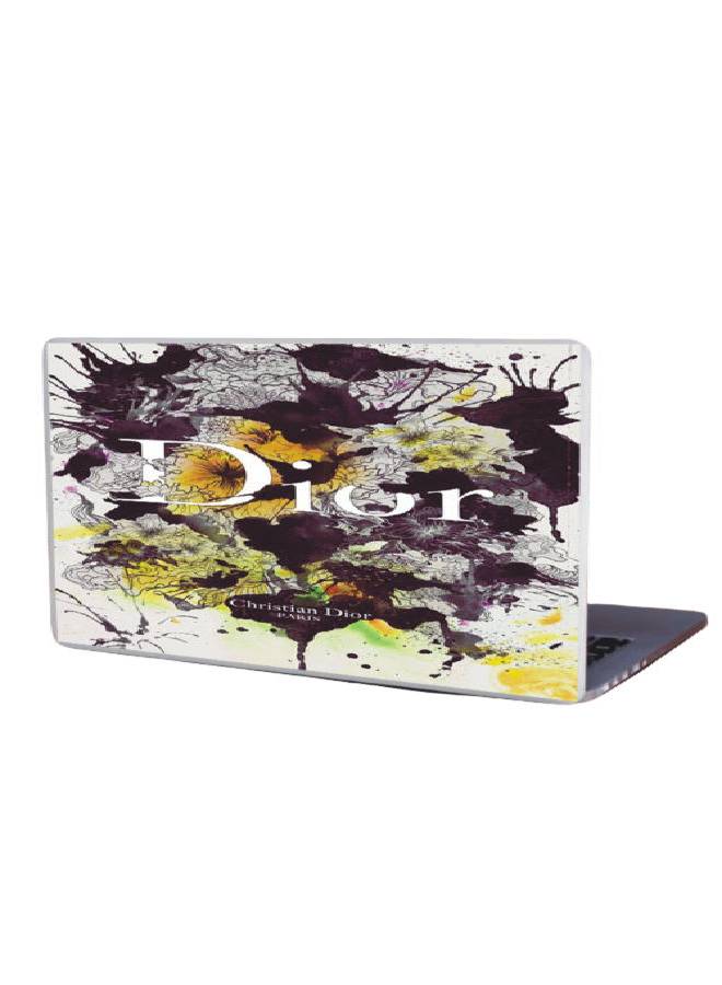 بي.بي أوريجنال ديزاين - ملصق حماية واقٍ للابتوب بنمط مطبوع بزهور وكلمة "Dior" أسود/ أصفر/ أبيض - Image 1