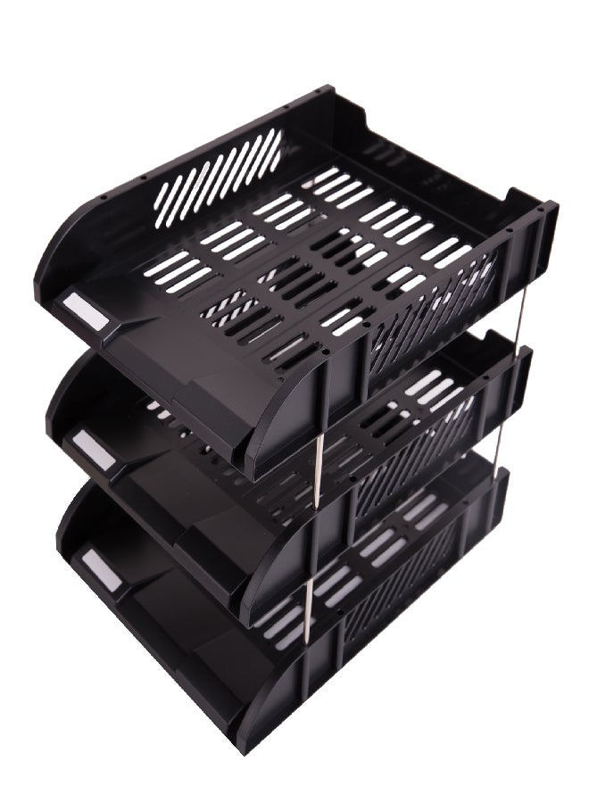 Deli 3-Shelf Portable Document Tray Black 