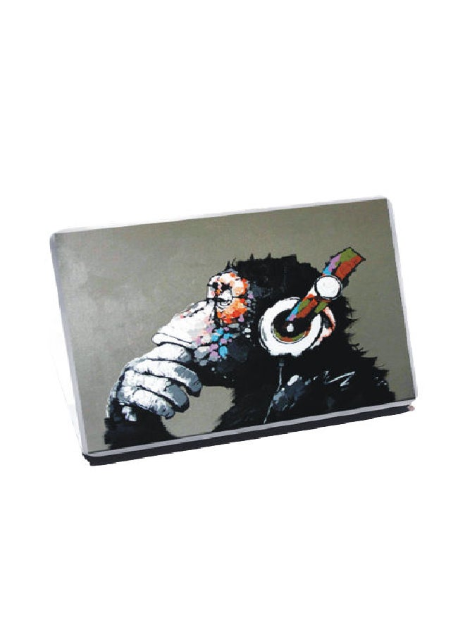 بي.بي أوريجنال ديزاين ملصق واقٍ لجهاز اللابتوب مطبوع عليه رسمة قرد رمادي/ ألوان متعددة