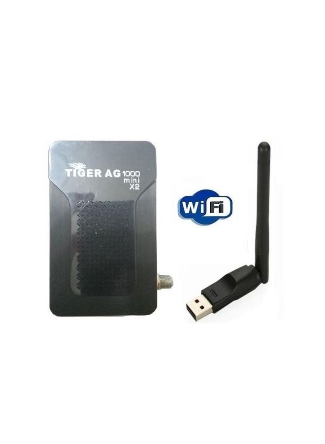 TIGER - Mini X2 Full HD Satellite Receiver With Free Wifi Adapter 1000 Black - Image 1