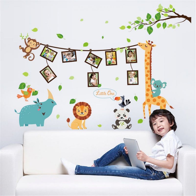 Fast Print Cartoon Animal Style Photo Frame Children Bedroom Decorative Wall Sticker Multicolor 115x90cm  - Image 2