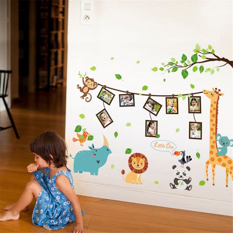Fast Print Cartoon Animal Style Photo Frame Children Bedroom Decorative Wall Sticker Multicolor 115x90cm  - Image 3