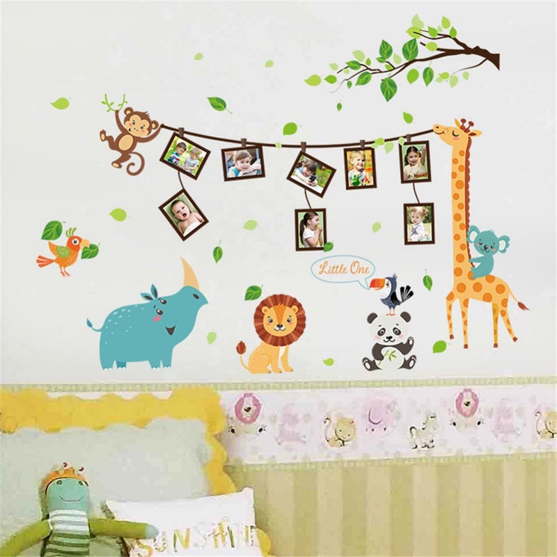 Fast Print Cartoon Animal Style Photo Frame Children Bedroom Decorative Wall Sticker Multicolor 115x90cm  - Image 4