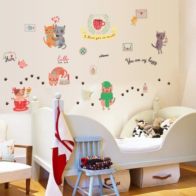 Fast Print Cat Stickers Wardrobe Refrigerator Door Crib Kindergarten Decorative Wall Sticker Multicolor 30x90cm - Image 4