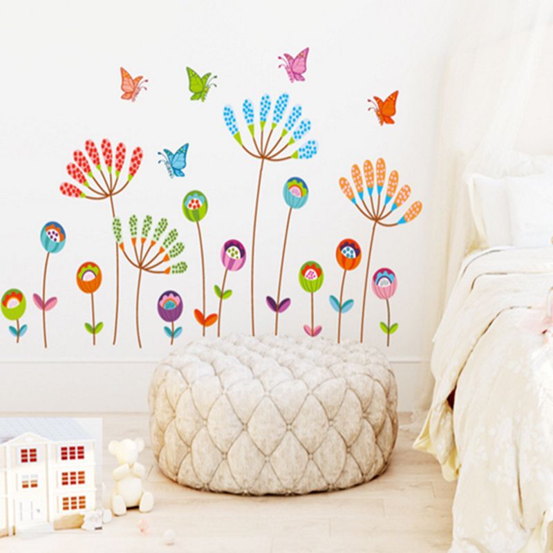 Fast Print Colorful Cartoon Dandelion Wall Paper Butterfly Flowers Multicolor 70x50cm - Image 2