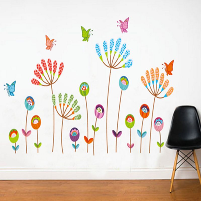 Fast Print Colorful Cartoon Dandelion Wall Paper Butterfly Flowers Multicolor 70x50cm - Image 4