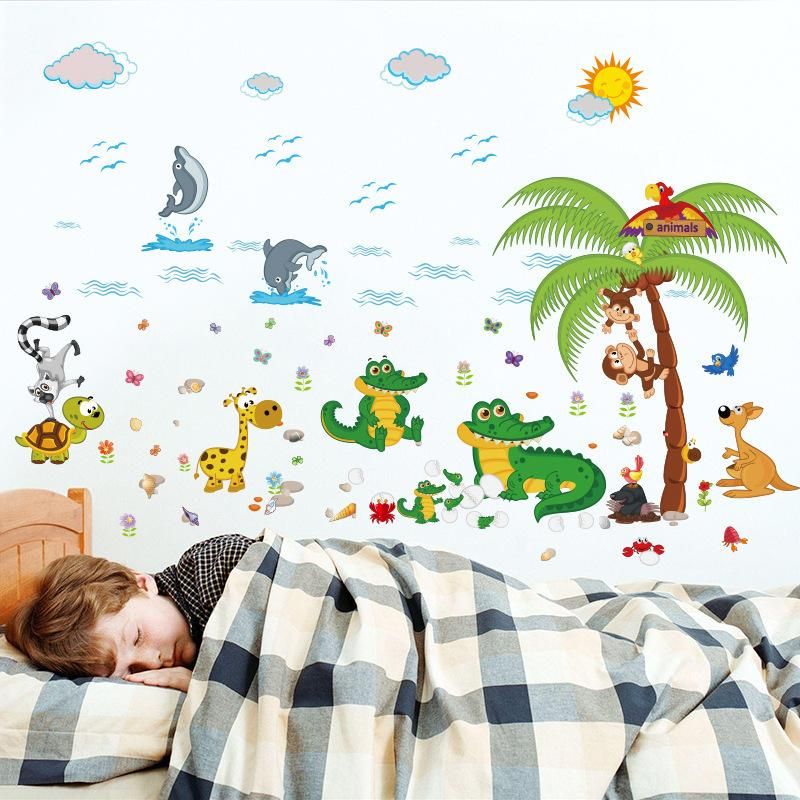 Fast Print Cartoon Crocodile Animal Park Children Bedroom Decoration Wall Sticker Multicolor 60x90cm - Image 3