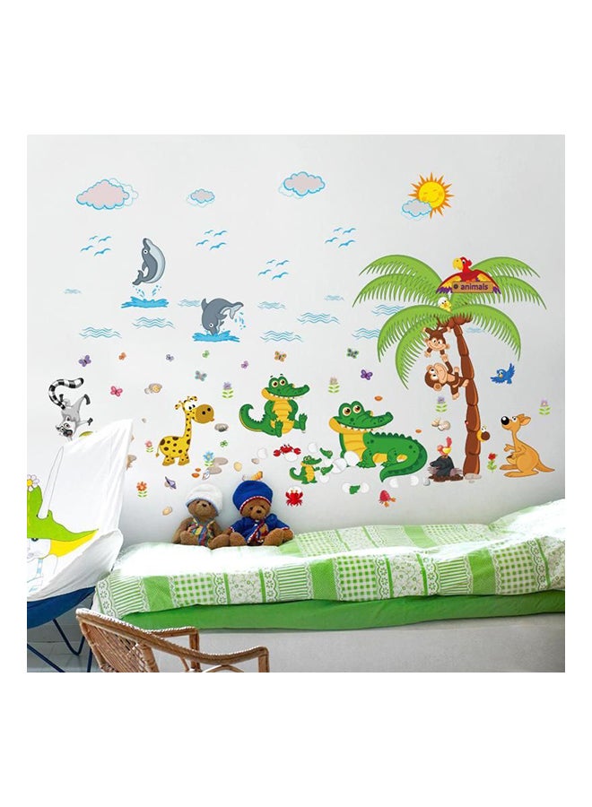 Fast Print Cartoon Crocodile Animal Park Children Bedroom Decoration Wall Sticker Multicolor 60x90cm - Image 1