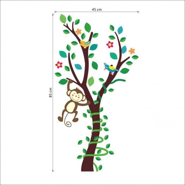 Fast Print Forest Cute Monkey Children'S Room Bedroom Decoration Wall Sticker Multicolour 60x90cm  - Image 3