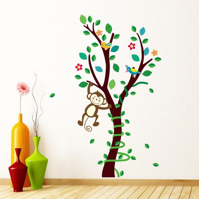 Fast Print Forest Cute Monkey Children'S Room Bedroom Decoration Wall Sticker Multicolour 60x90cm  - Image 4
