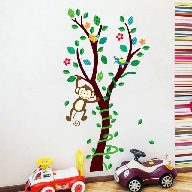 Fast Print Forest Cute Monkey Children'S Room Bedroom Decoration Wall Sticker Multicolour 60x90cm  - Image 5
