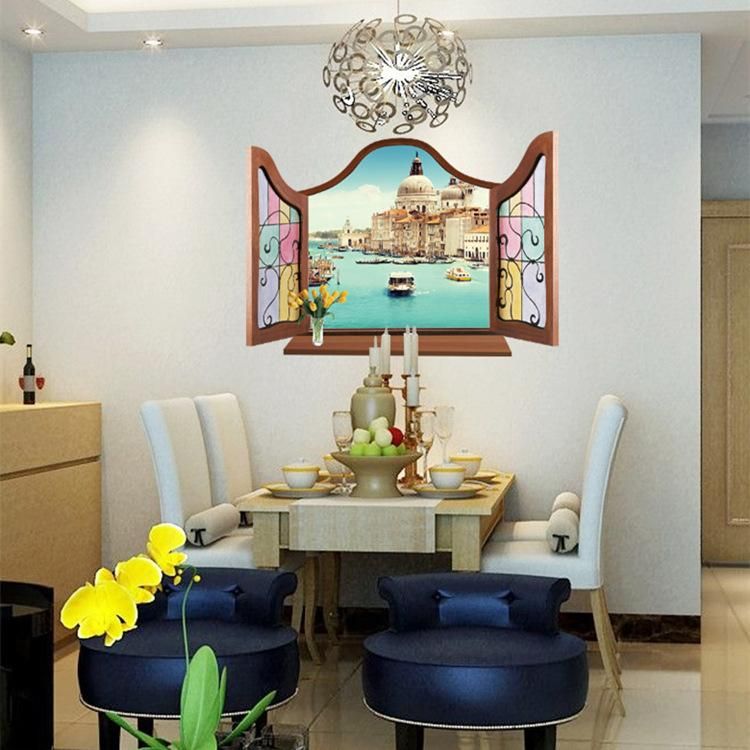 Fast Print European Fake Window Water Venice Living Room Bedroom Wall Sticker Multicolour 60x90cm - Image 2