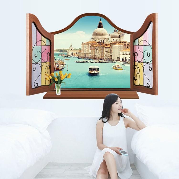 Fast Print European Fake Window Water Venice Living Room Bedroom Wall Sticker Multicolour 60x90cm - Image 3