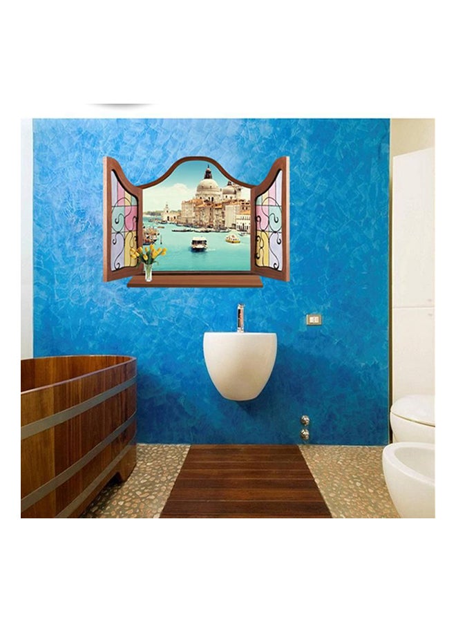 Fast Print European Fake Window Water Venice Living Room Bedroom Wall Sticker Multicolour 60x90cm - Image 1