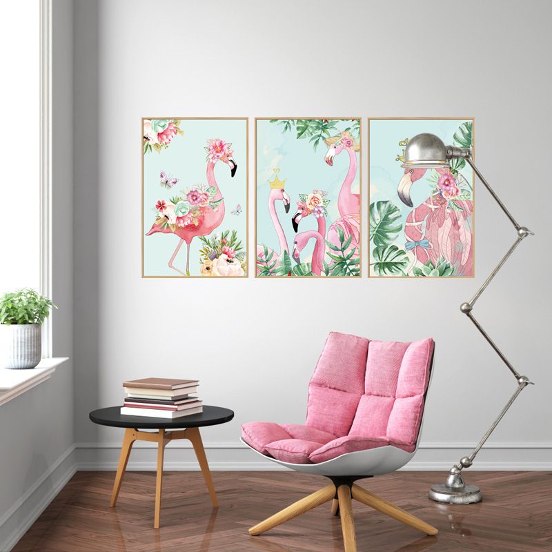 Fast Print Flamingo Photo Frame Wall Against The Background Decorative Bedroom Corridor Sofa Can Be Removed Wall Sticker Multicolour 90x60cm  - Image 2