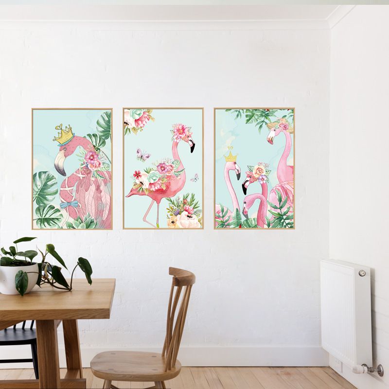 Fast Print Flamingo Photo Frame Wall Against The Background Decorative Bedroom Corridor Sofa Can Be Removed Wall Sticker Multicolour 90x60cm  - Image 3