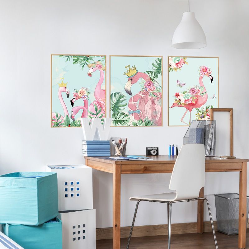 Fast Print Flamingo Photo Frame Wall Against The Background Decorative Bedroom Corridor Sofa Can Be Removed Wall Sticker Multicolour 90x60cm  - Image 4