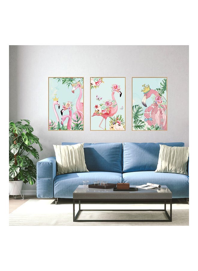 Fast Print Flamingo Photo Frame Wall Against The Background Decorative Bedroom Corridor Sofa Can Be Removed Wall Sticker Multicolour 90x60cm  - Image 1