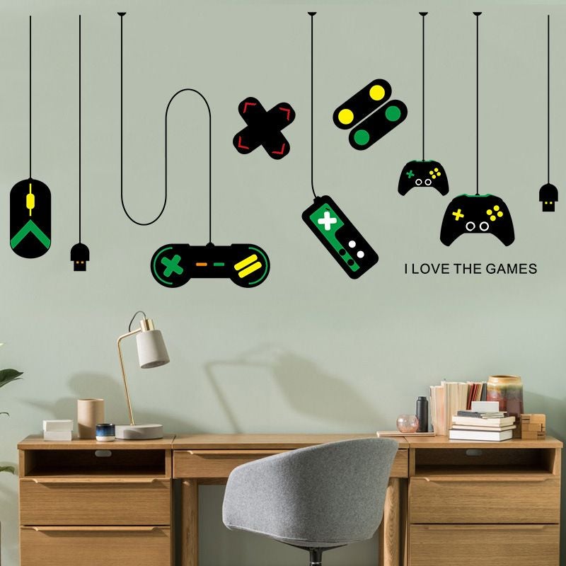 Game Controller Decorates Pendant Lamp Wall Stick Internet Cafe Study Computer Desk Background Stick A Picture Wall Sticker Multicolour 70x25cm