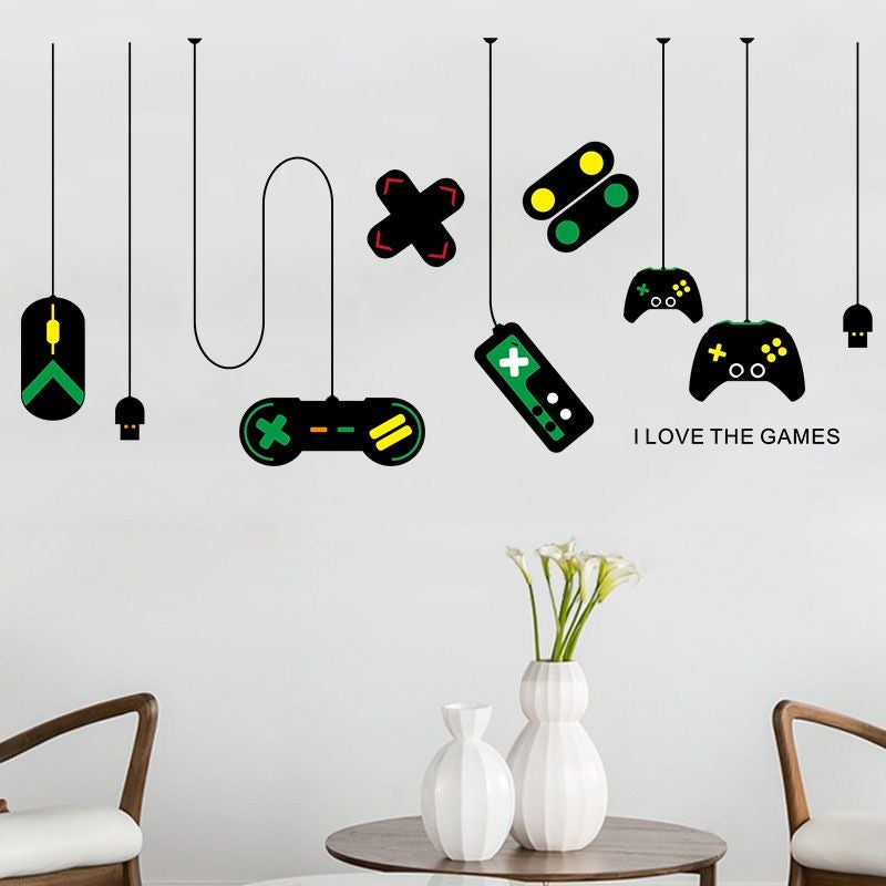 Game Controller Decorates Pendant Lamp Wall Stick Internet Cafe Study Computer Desk Background Stick A Picture Wall Sticker Multicolour 70x25cm