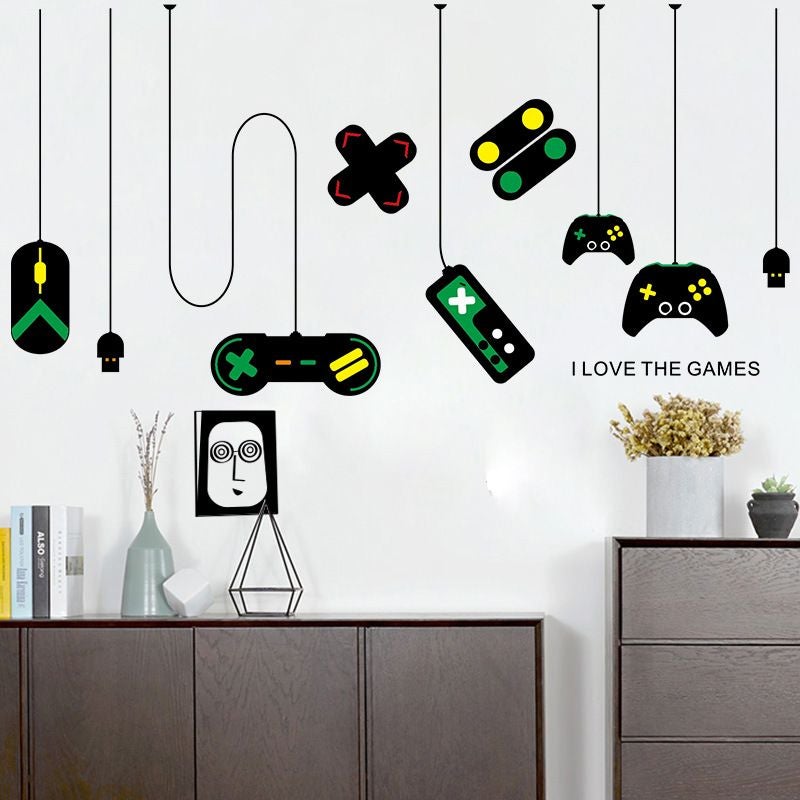 Game Controller Decorates Pendant Lamp Wall Stick Internet Cafe Study Computer Desk Background Stick A Picture Wall Sticker Multicolour 70x25cm
