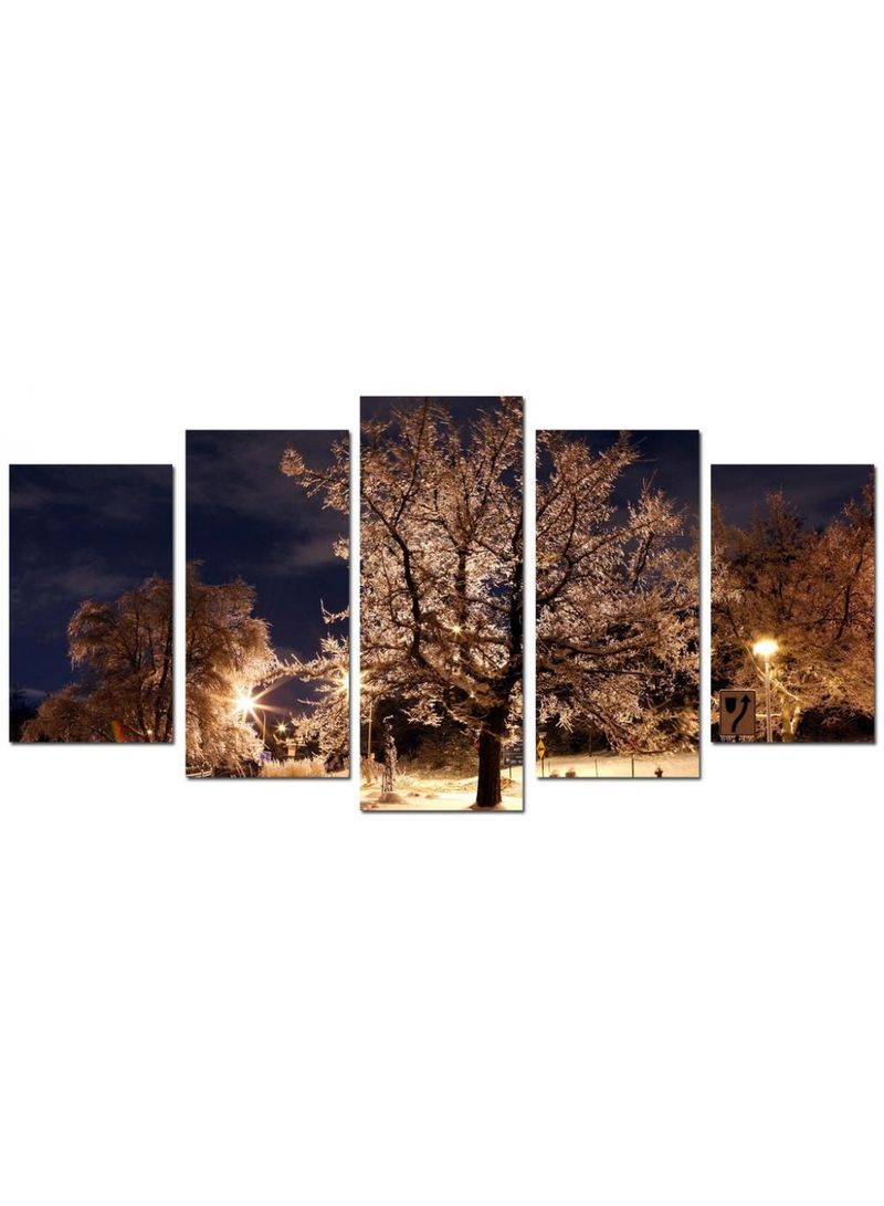 Fast Print 5-Piece Landscape & Nature Design Framed Vinyl Tableau Multicolour 150x80cm