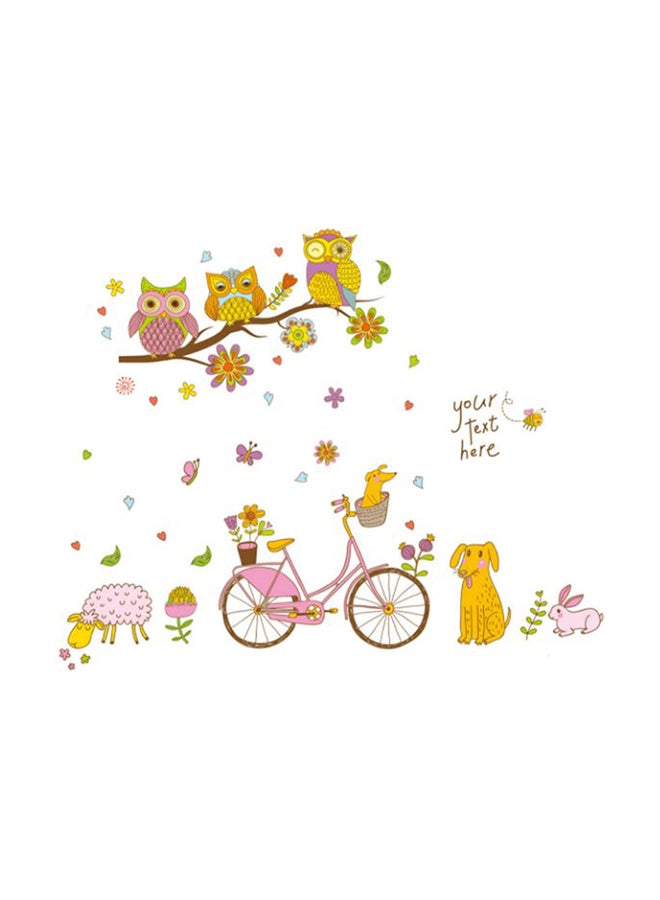 فاست برينت ملصق فني جداري قابل للفصل بتصميم رسومات كرتونية لفروع شجر ودراجة وزهور وخروف وكلب وبومة متعدد الألوان 90x60سم - Image 1