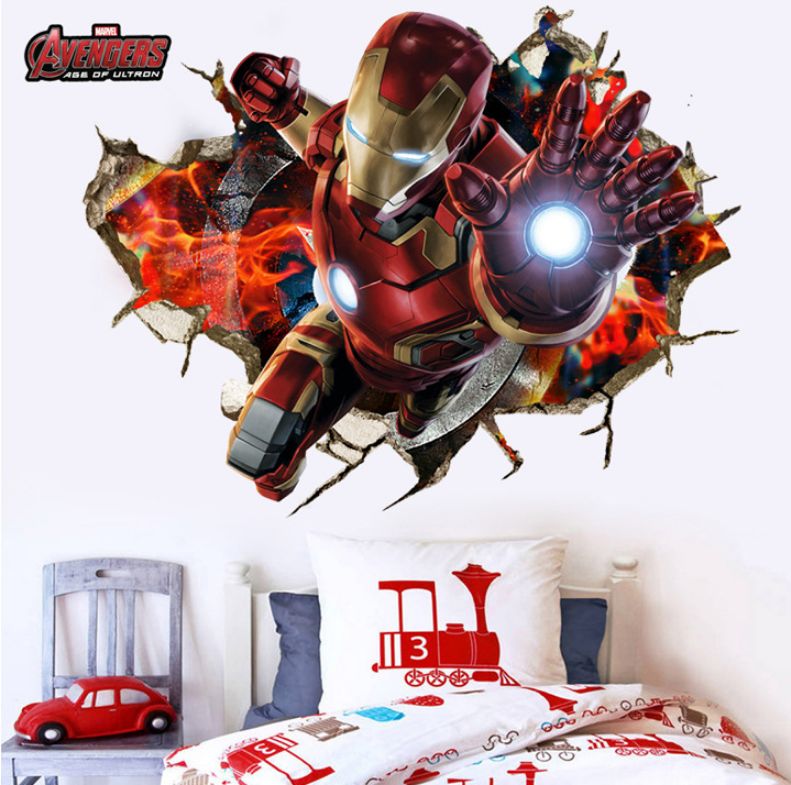 Fast Print Marvel Avengers Iron Man Ironman Wall Crack ,Smash and Sticker Multicolour 90x60cm - Image 2