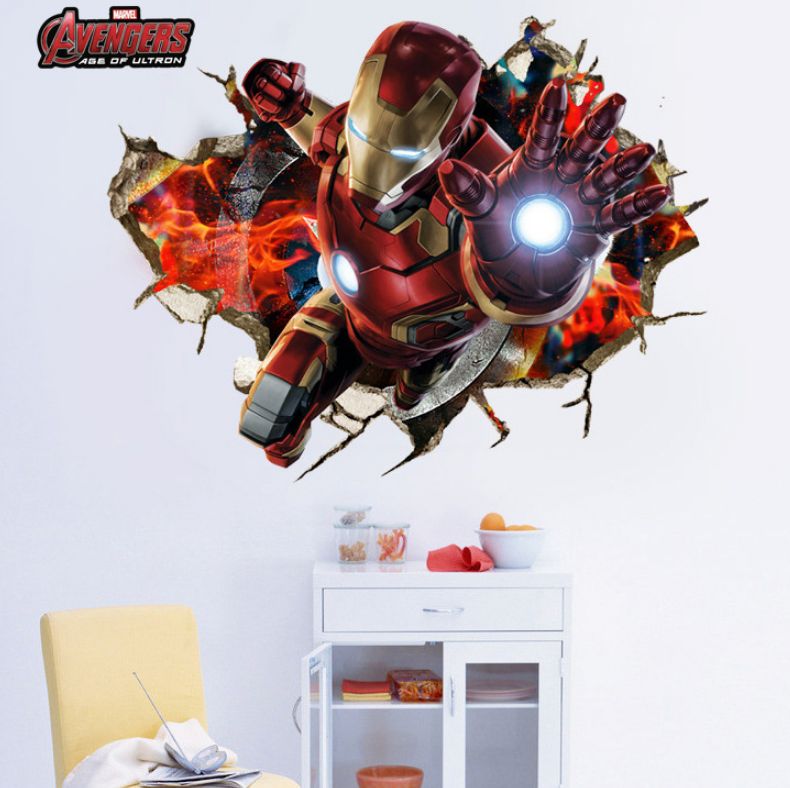 Fast Print Marvel Avengers Iron Man Ironman Wall Crack ,Smash and Sticker Multicolour 90x60cm - Image 3