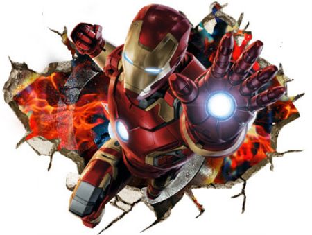 Fast Print Marvel Avengers Iron Man Ironman Wall Crack ,Smash and Sticker Multicolour 90x60cm - Image 4