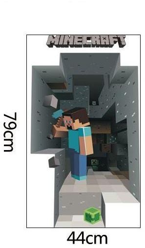 Fast Print - Minecraft 3D Steve Mining My World of the Creeper Face Beanie Children Room Wall Sticker Multicolour 44x79cm - Image 1