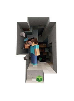 Minecraft 3D Steve Mining My World of the Creeper Face Beanie Children Room Wall Sticker Multicolour 44x79cm