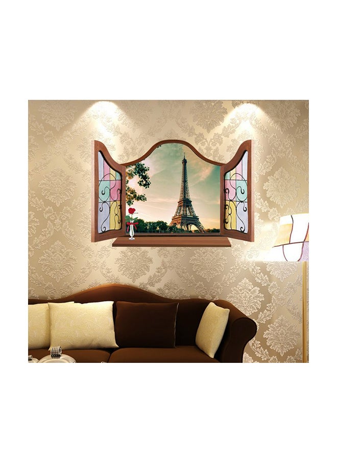 Fast Print Removable Eiffel Towe 3D Window Scenery Wall Sticker Multicolour 70x50cm - Image 1